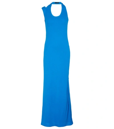 Shop Proenza Schouler Halterneck Jersey Maxi Dress In Blue