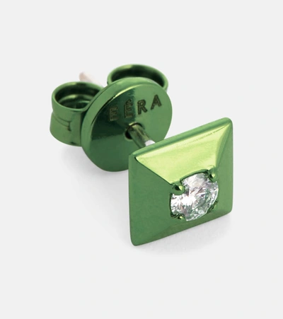 Shop Eéra Eéra Mini 18kt Gold And Diamond Single Earring In Green