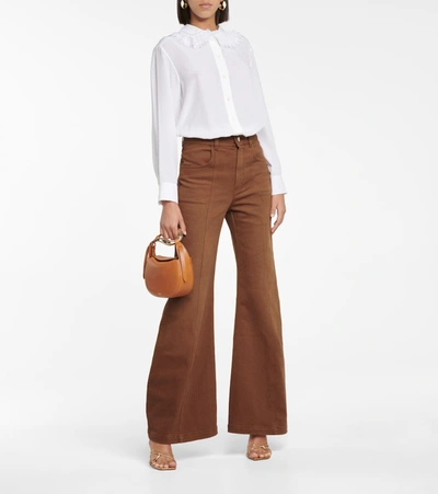 Shop Chloé High-rise Bell-bottom Pants In Brown