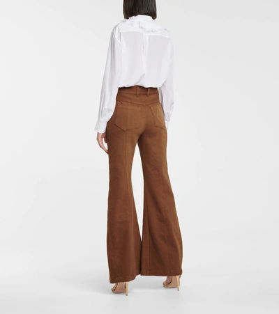 Shop Chloé High-rise Bell-bottom Pants In Brown