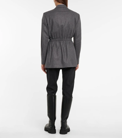 Shop Blazé Milano Cinched-waist Wool Blazer In Grey