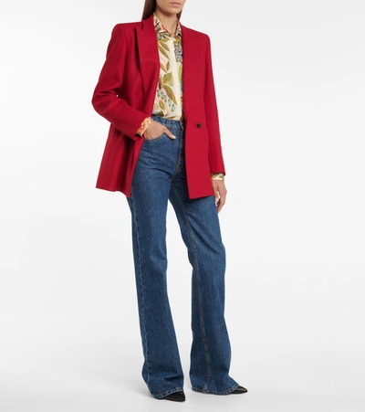 Shop Blazé Milano Double-breasted Wool Blazer In Red