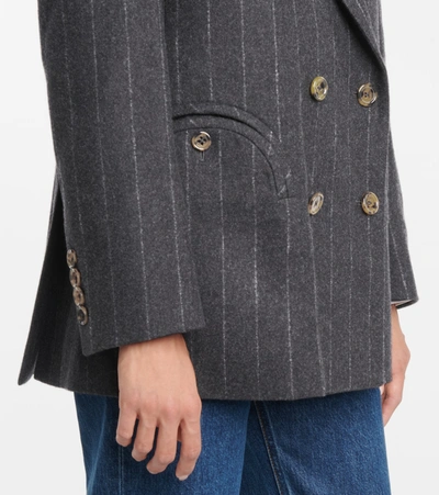 Shop Blazé Milano Striped Cashmere And Wool Blazer In Grey