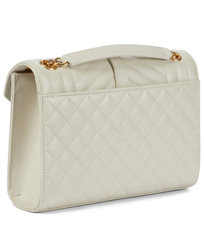 Shop Saint Laurent Envelope Medium Leather Shoulder Bag In White