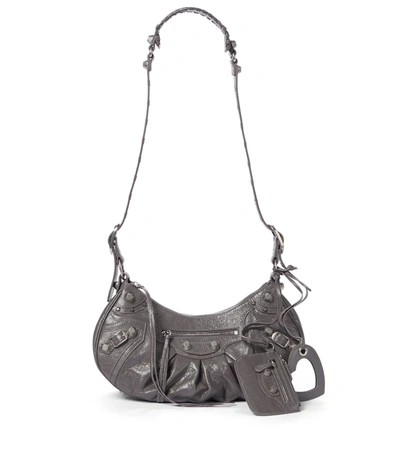 Shop Balenciaga Le Cagole Small Leather Shoulder Bag In Grey