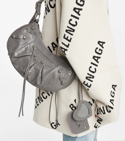 Shop Balenciaga Le Cagole Small Leather Shoulder Bag In Grey