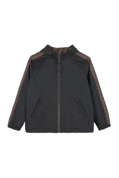 Shop Fendi Kids Ff Motif Reversible Windbreaker Jacket In Multi