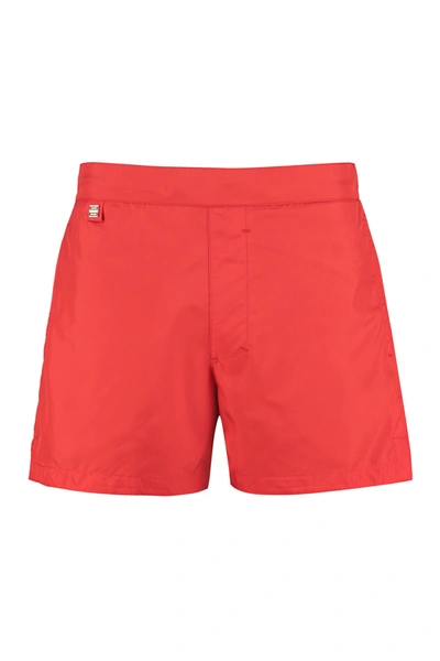 Shop Givenchy 4g Plaque Swim Shorts In Red