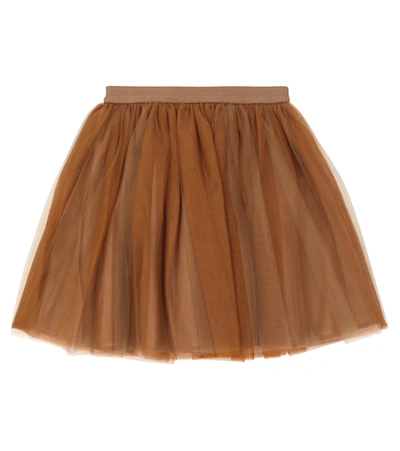 Shop Bonpoint Pois Tulle Skirt In Brown