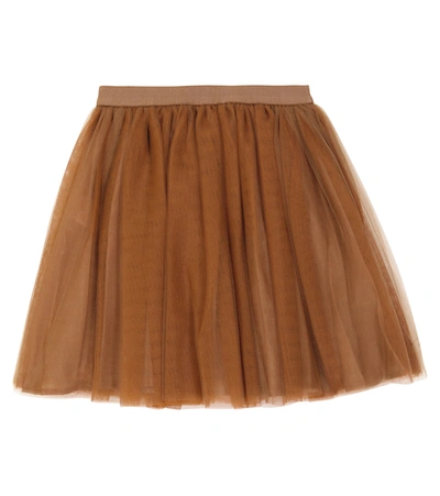 Shop Bonpoint Pois Tulle Skirt In Brown