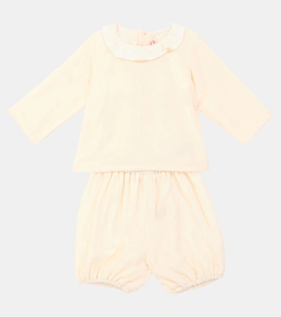 Shop Bonpoint Baby Thairys Silk Velvet Blouse And Bloomers Set In White