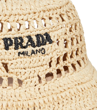Prada Raffia Bucket Hat In Beige