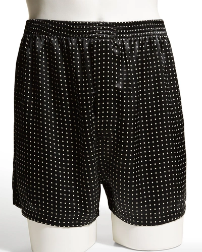 Majestic Men's Dotted Silk Boxer Shorts In Black