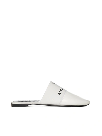 Shop Givenchy Paris Logo Flat Mules In White