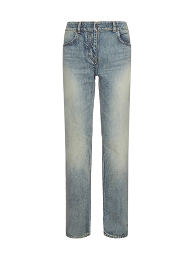 Shop Givenchy Vintage Effect Straight Jeans In Blue