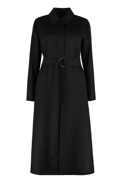 Shop Max Mara Studio Boario Belted Coat In Black