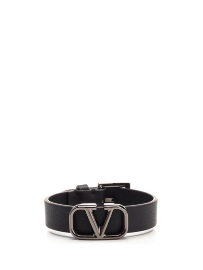 Shop Valentino Vlogo Signature Bracelet In Black