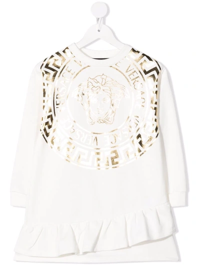 Shop Versace Metallic-medusa Dress In White