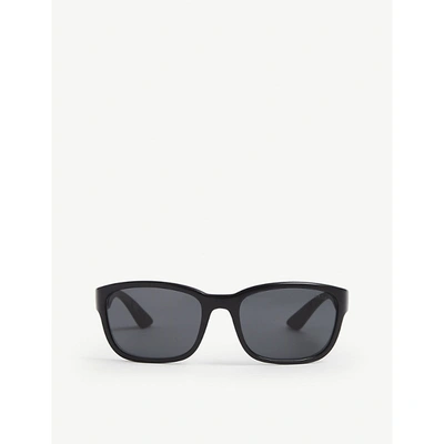 Shop Prada Linea Rossa Mens Black Ps 05vs Acetate Rectangle-frame Sunglasses