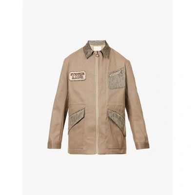 Shop Nicholas Daley Graphic Cotton, Linen And Silk-blend Field Jacket In Khaki