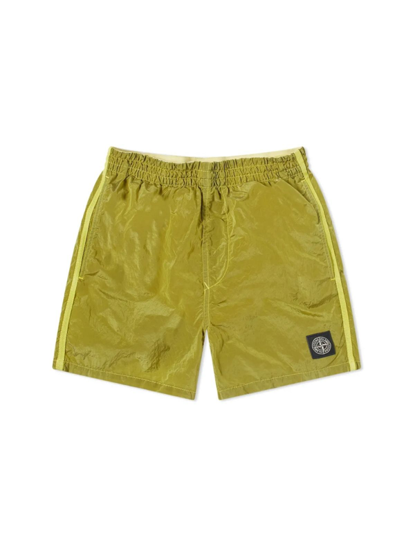 Stone Island Junior logo-patch elasticated-waist shorts - Yellow