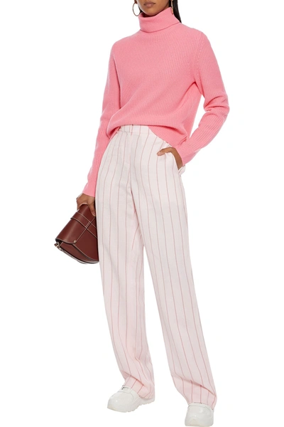 Shop A.l.c Zach Striped Shantung Straight-leg Pants In Pastel Pink