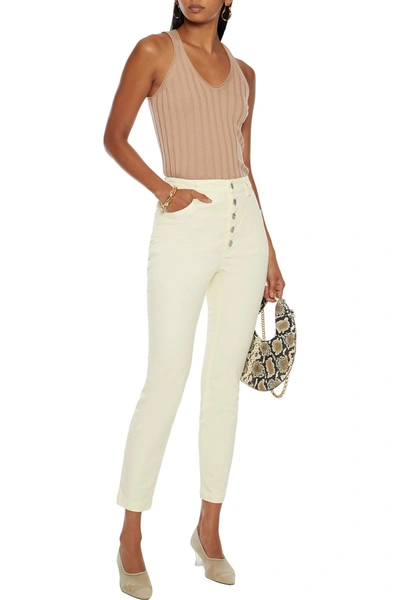Shop A.l.c Aiden Cotton-blend Twill Skinny Pants In Pastel Yellow