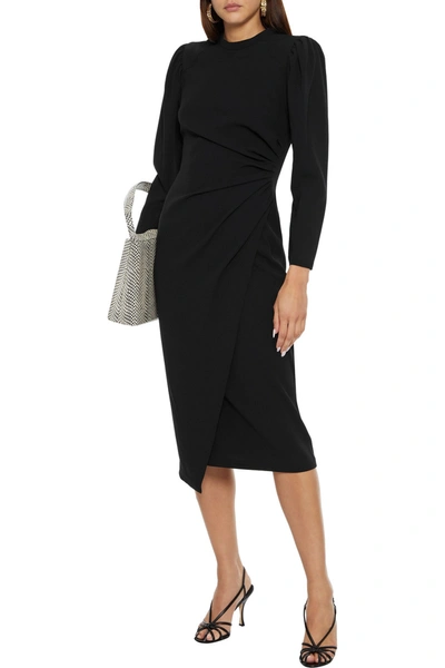 Shop A.l.c Meline Asymmetric Ruched Crepe Midi Dress In Black