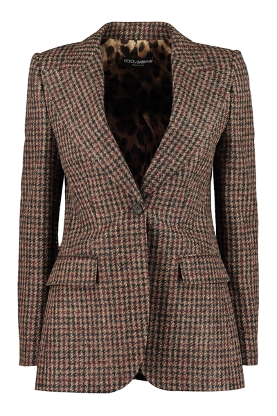 Shop Dolce & Gabbana Houndstooth Tweed Blazer In Multi