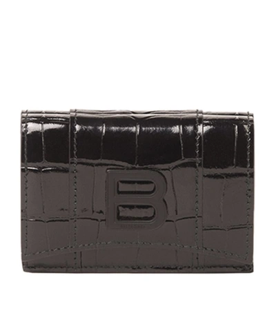 Shop Balenciaga Mini Leather Hourglass Wallet In Black