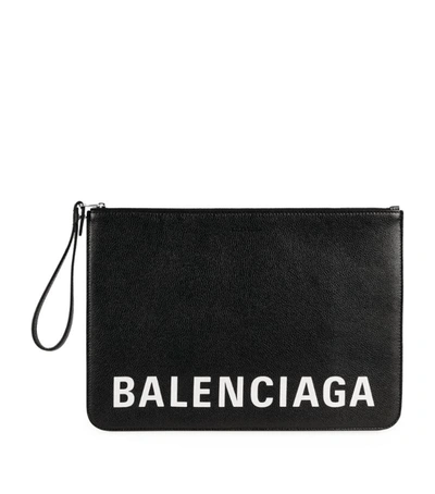 Shop Balenciaga Leather Cash Pouch In Black