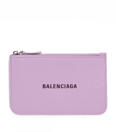 Shop Balenciaga Leather Cash Card Holder In Purple