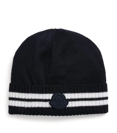 Shop Moncler Wool-blend Hat In Blue