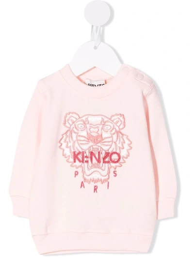Shop Kenzo Embroidered-logo Cotton Sweatshirt In Pink