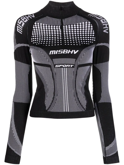 Shop Misbhv Zipped Long-sleeve Active Top In Black