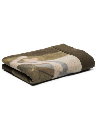 Shop Sacai X Kaws Camouflage Blanket In Grün