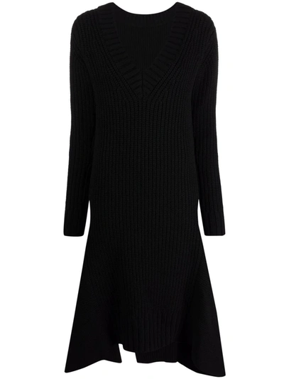 Shop Sacai Panelled Knitted Dress In Schwarz