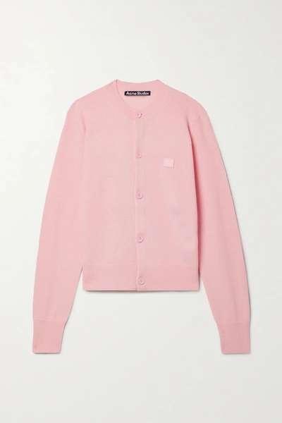 Shop Acne Studios Appliquéd Wool Cardigan In Pink
