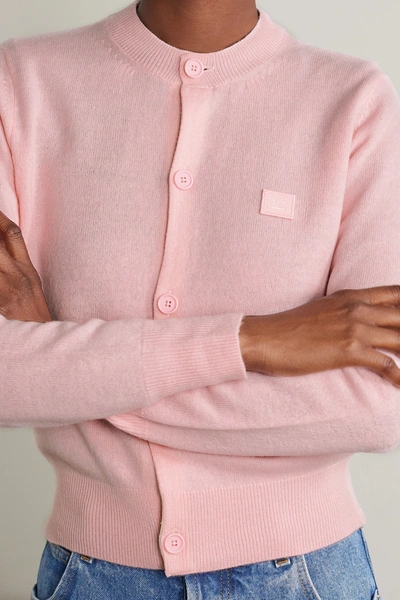 Shop Acne Studios Appliquéd Wool Cardigan In Pink