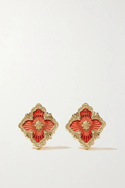 Shop Buccellati Opera Tulle 18-karat Gold Enamel Earrings
