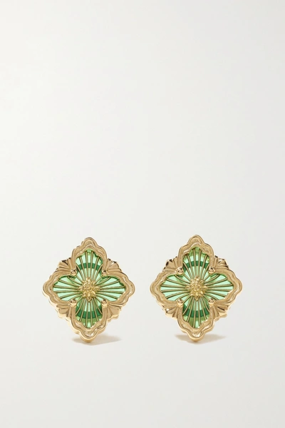 Shop Buccellati Opera Tulle 18-karat Gold Enamel Earrings