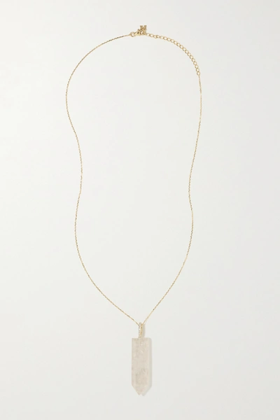 Shop Mateo 14-karat Gold, Quartz And Diamond Necklace