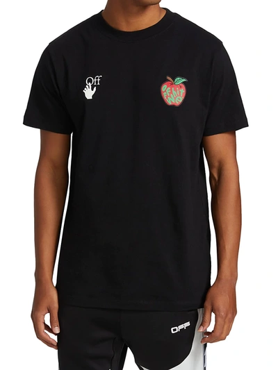 Shop Off-white Apple Logo Cotton T-shirt In Black Red