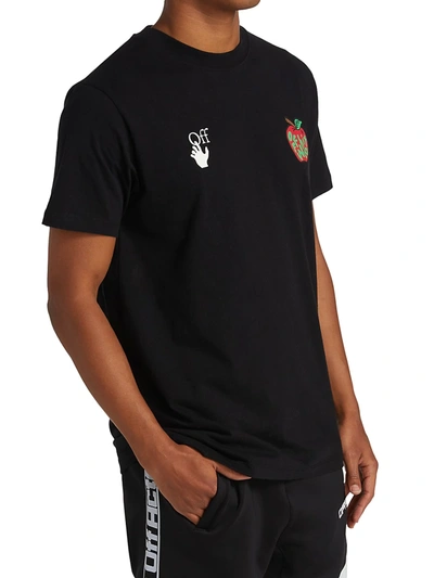 Shop Off-white Apple Logo Cotton T-shirt In Black Red