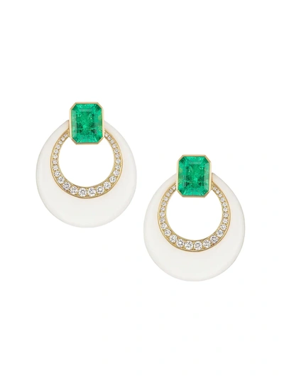 Shop Sorellina Women's 18k Yellow Gold & Multi-stone Drop Earrings In White Onyx