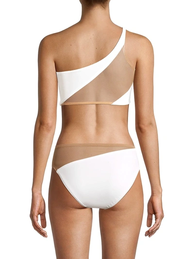Shop Norma Kamali Women's Snake Mesh Bikini Top In White