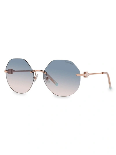 Shop Tiffany & Co Women's 60mm Round Rimless Sunglasses In Gold