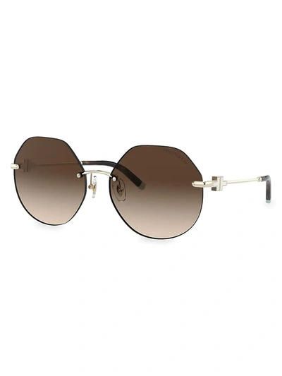 Shop Tiffany & Co Women's 60mm Round Rimless Sunglasses In Gold