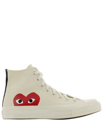 Shop Comme Des Garçons Play "big Heart" Sneakers In White