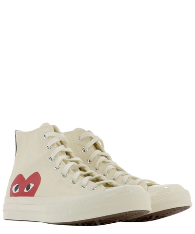 Shop Comme Des Garçons Play "big Heart" Sneakers In White